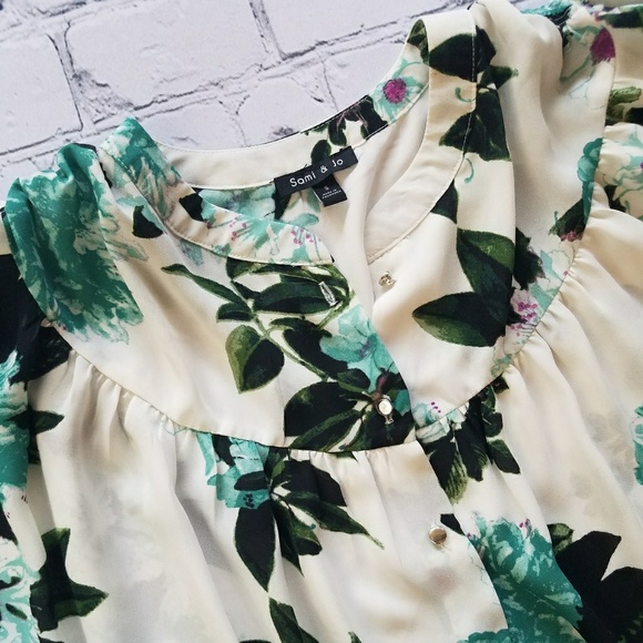 Sami & Jo Button Up Blouse Floral Top Sz Small - Picture 6 of 8